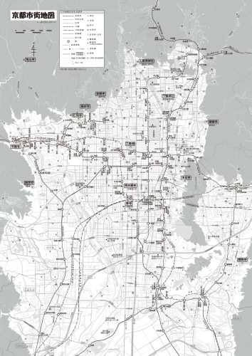 京都市街モノクロ地図（情報入り）画像